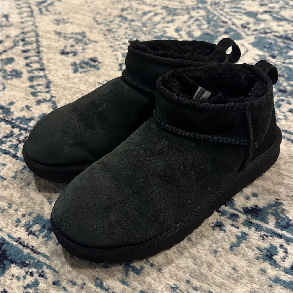 UGG Women's Black Suede Ankle Winter Boots